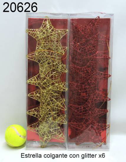 Imagen de ESTRELLA COLGANTE CON GLITTER X6 10.25